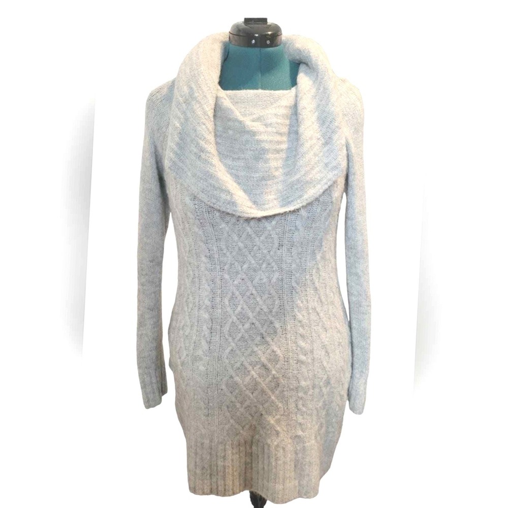 Maurices Grey Cable‎ Knit Cowl Neck Off Shoulder Sweater Dress Size S